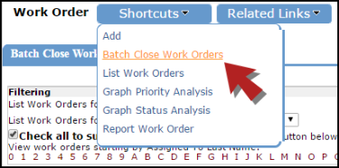 Shortcut> Batch Close Work order